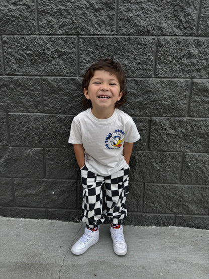 Black and White Checkered Corduroy Cargo Pants (Ready, Check, Glow) - Ever Colter Co