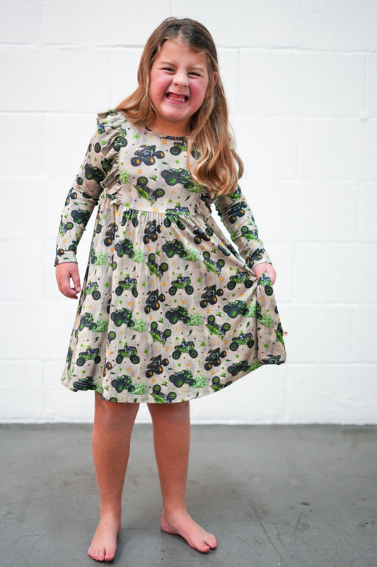Clover Crusher Long Sleeve Flutter Dress - Ever Colter Co