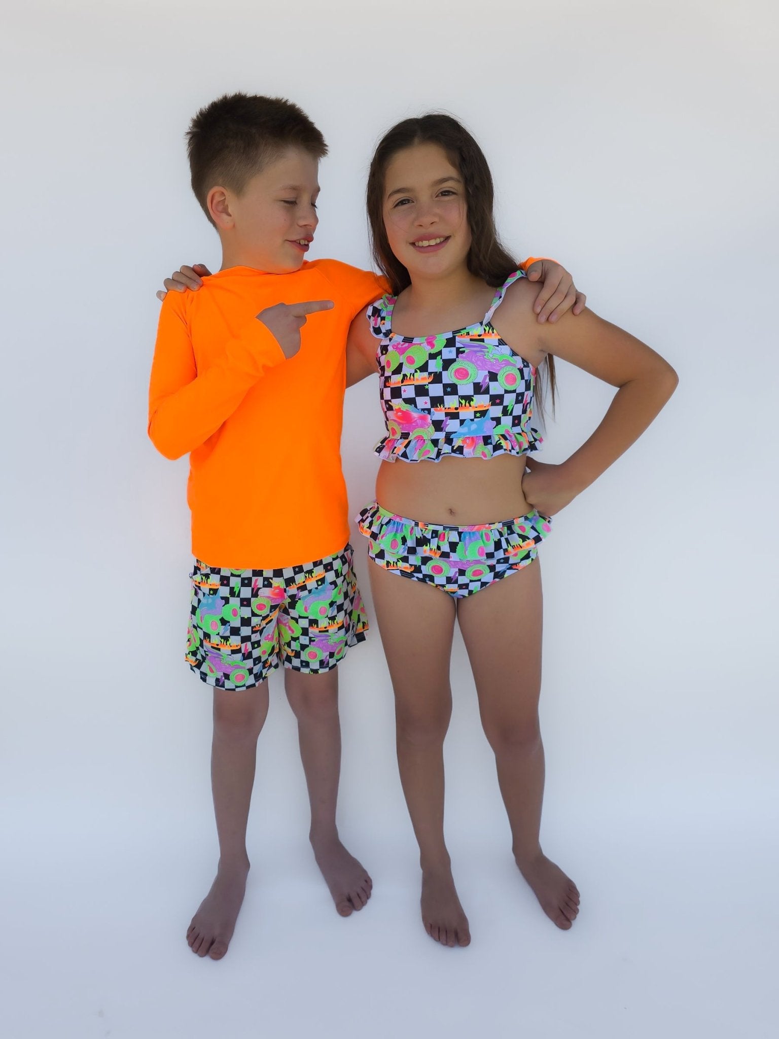 Girls Ruffle Two Piece Zip Swim Suit - Ever Colter Co