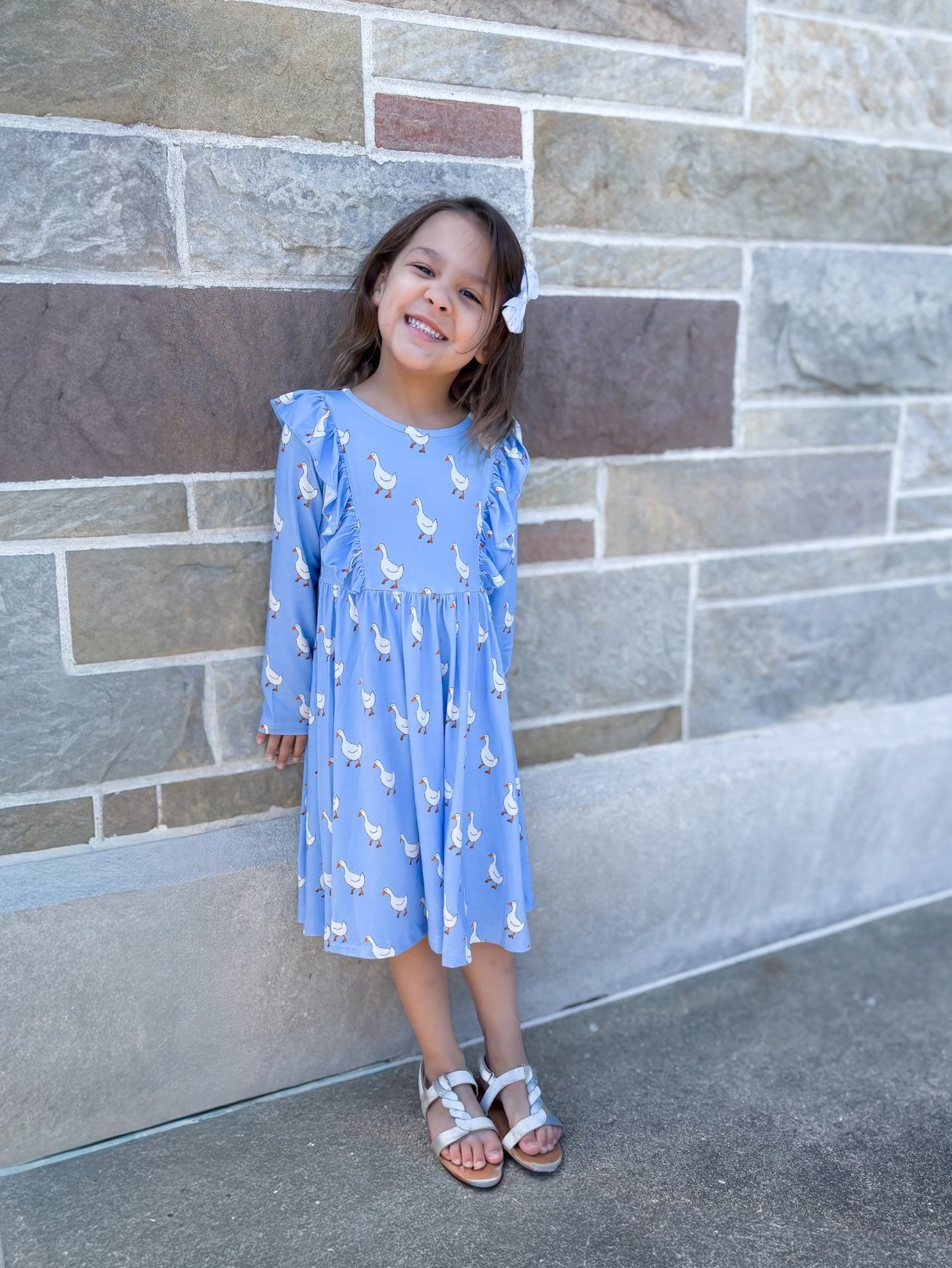 Goose Long Sleeve Flutter Dress - Ever Colter Co