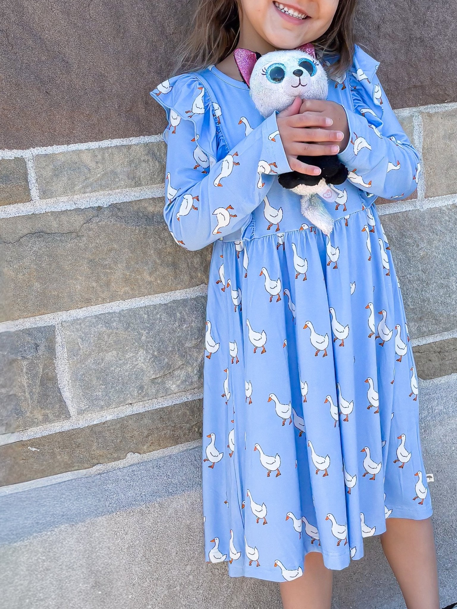 Goose Long Sleeve Flutter Dress - Ever Colter Co