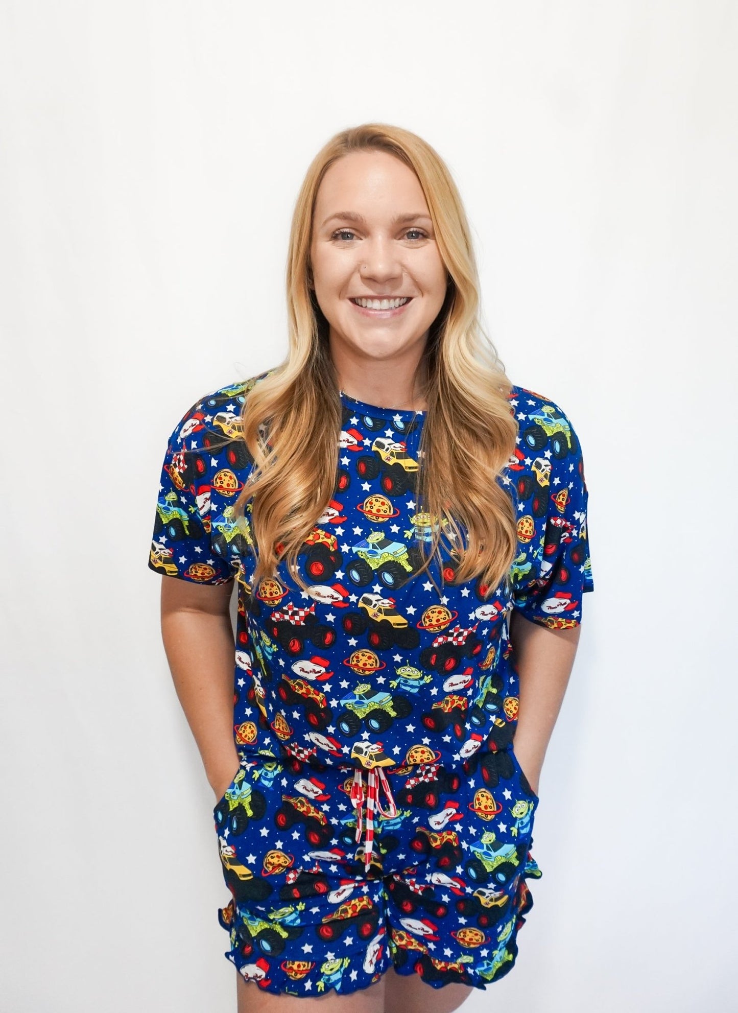 Pizza Pit Party Women’s Ruffle Shorts Set - Ever Colter Co