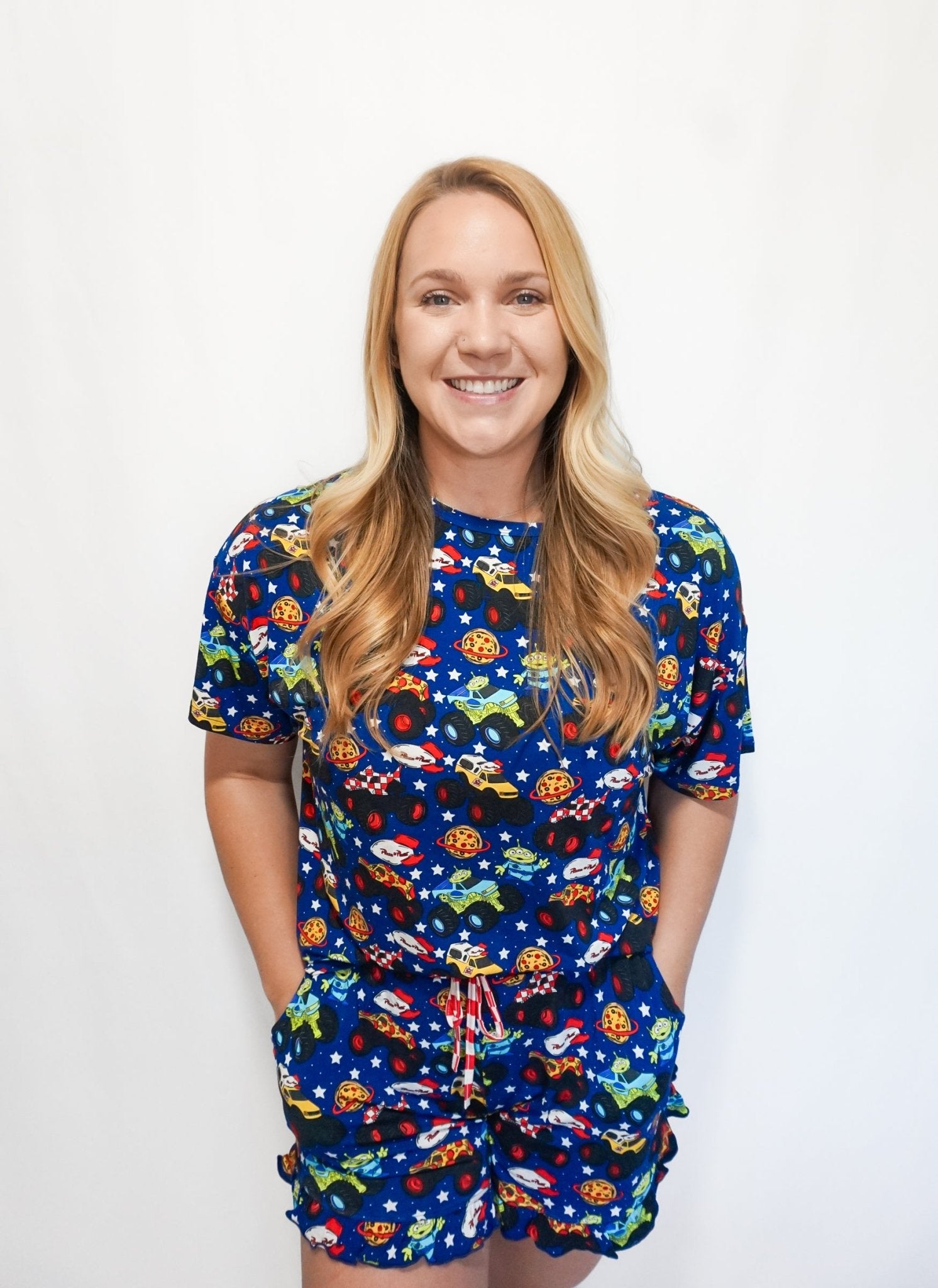 Pizza Pit Party Women’s Ruffle Shorts Set - Ever Colter Co