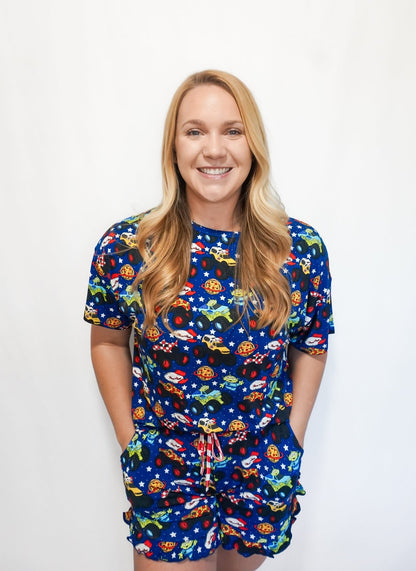 Pizza Pit Party Women’s Ruffle Shorts Set - Ever Colter Co