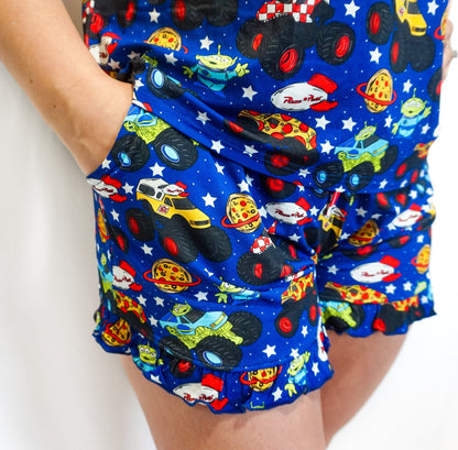 Pizza Pit Party Women’s Ruffle Shorts Set - Ever Colter Co
