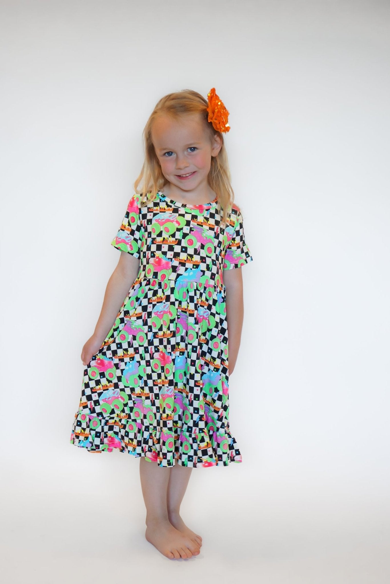 Ready, Check, Glow Short Sleeve Ruffle Dress - Ever Colter Co