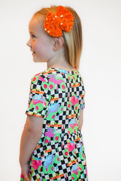 Ready, Check, Glow Short Sleeve Ruffle Dress - Ever Colter Co