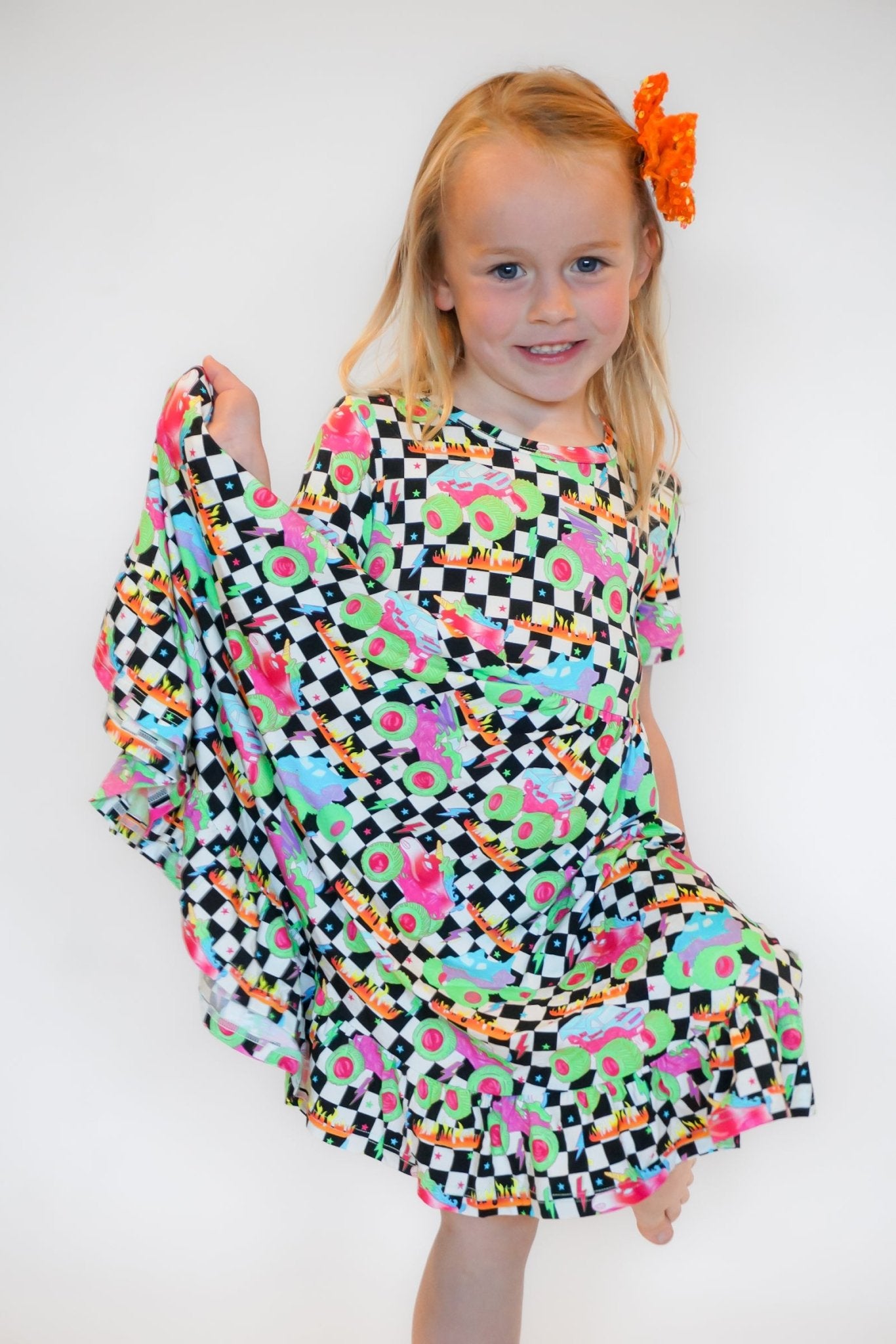 Ready, Check, Glow Short Sleeve Ruffle Dress - Ever Colter Co