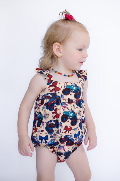 Red, White and Cute Flutter Tank Bubble Romper - Ever Colter Co