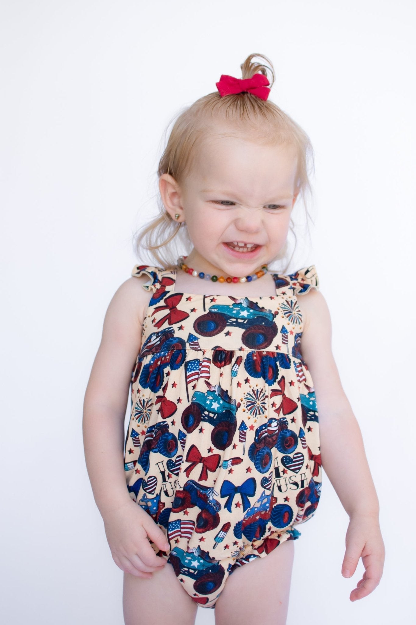 Red, White and Cute Flutter Tank Bubble Romper - Ever Colter Co