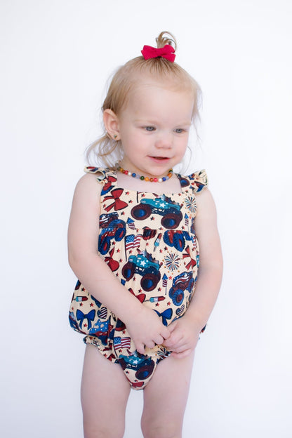 Red, White and Cute Flutter Tank Bubble Romper - Ever Colter Co