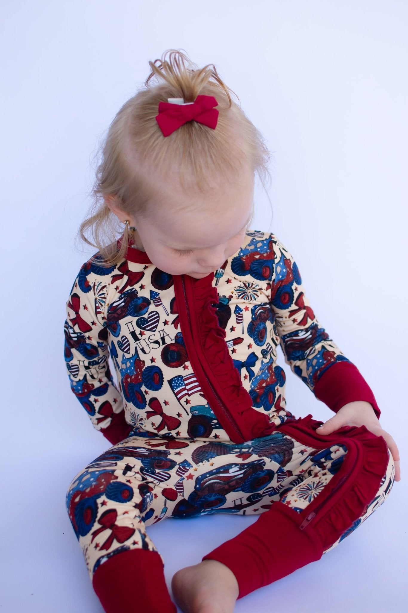 Red, White and Cute Ruffle Zippy - Ever Colter Co