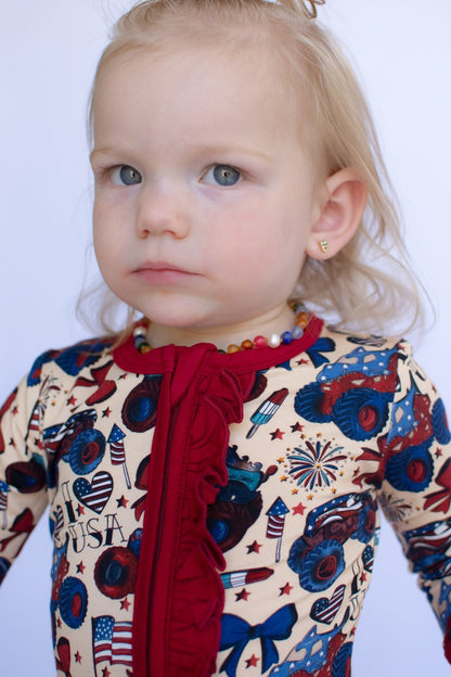 Red, White and Cute Ruffle Zippy - Ever Colter Co