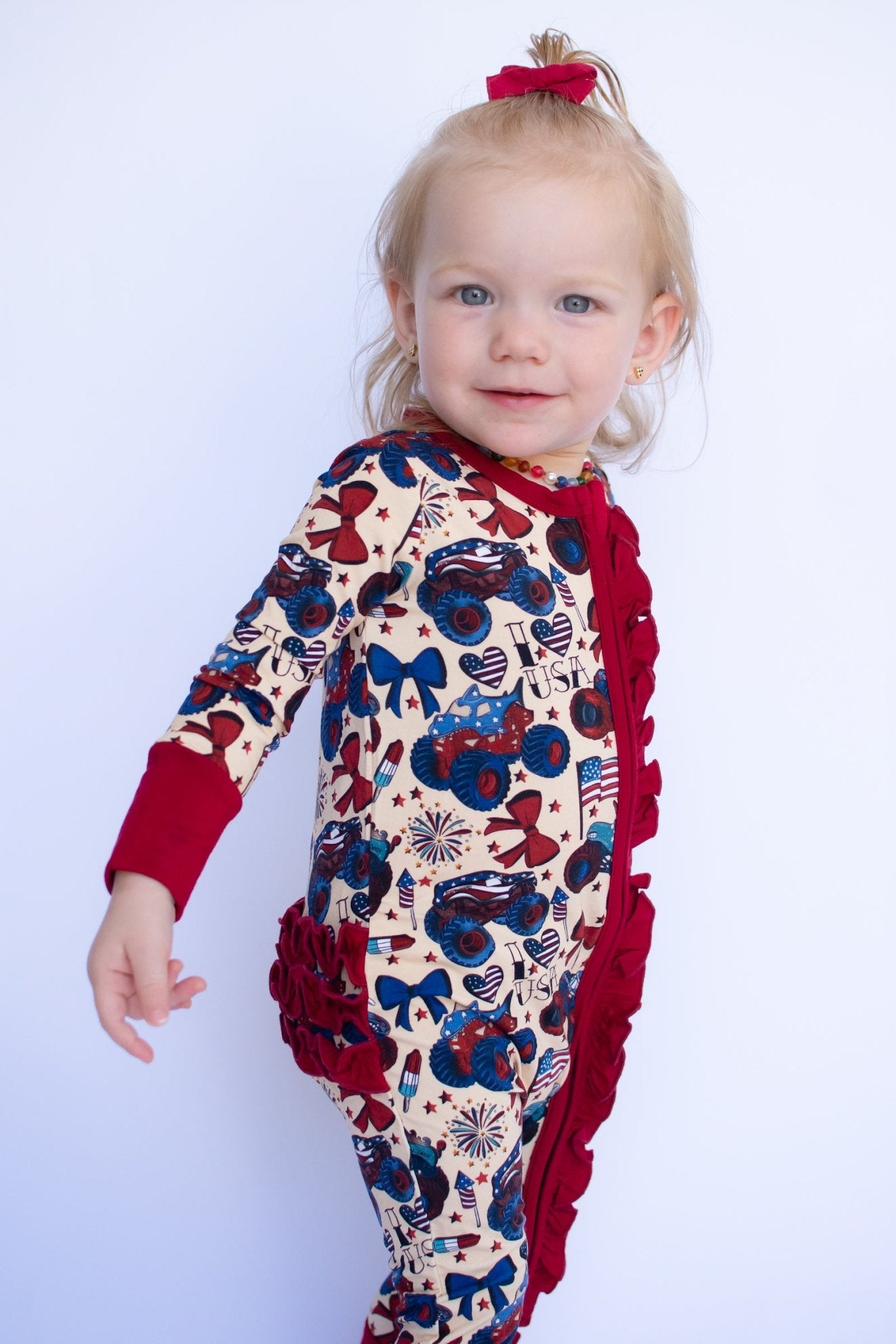 Red, White and Cute Ruffle Zippy - Ever Colter Co