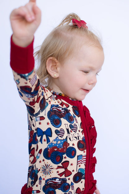 Red, White and Cute Ruffle Zippy - Ever Colter Co
