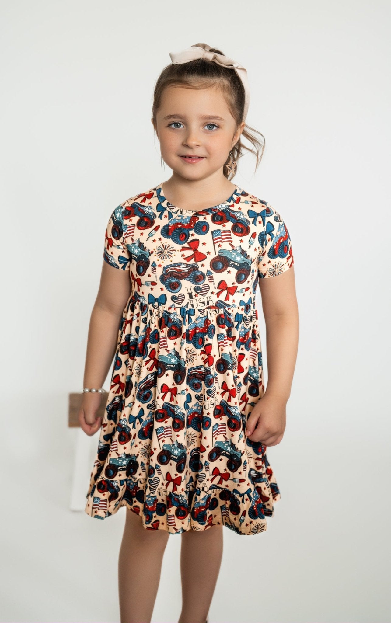 Red, White and Cute Short Sleeve Ruffle Dress - Ever Colter Co