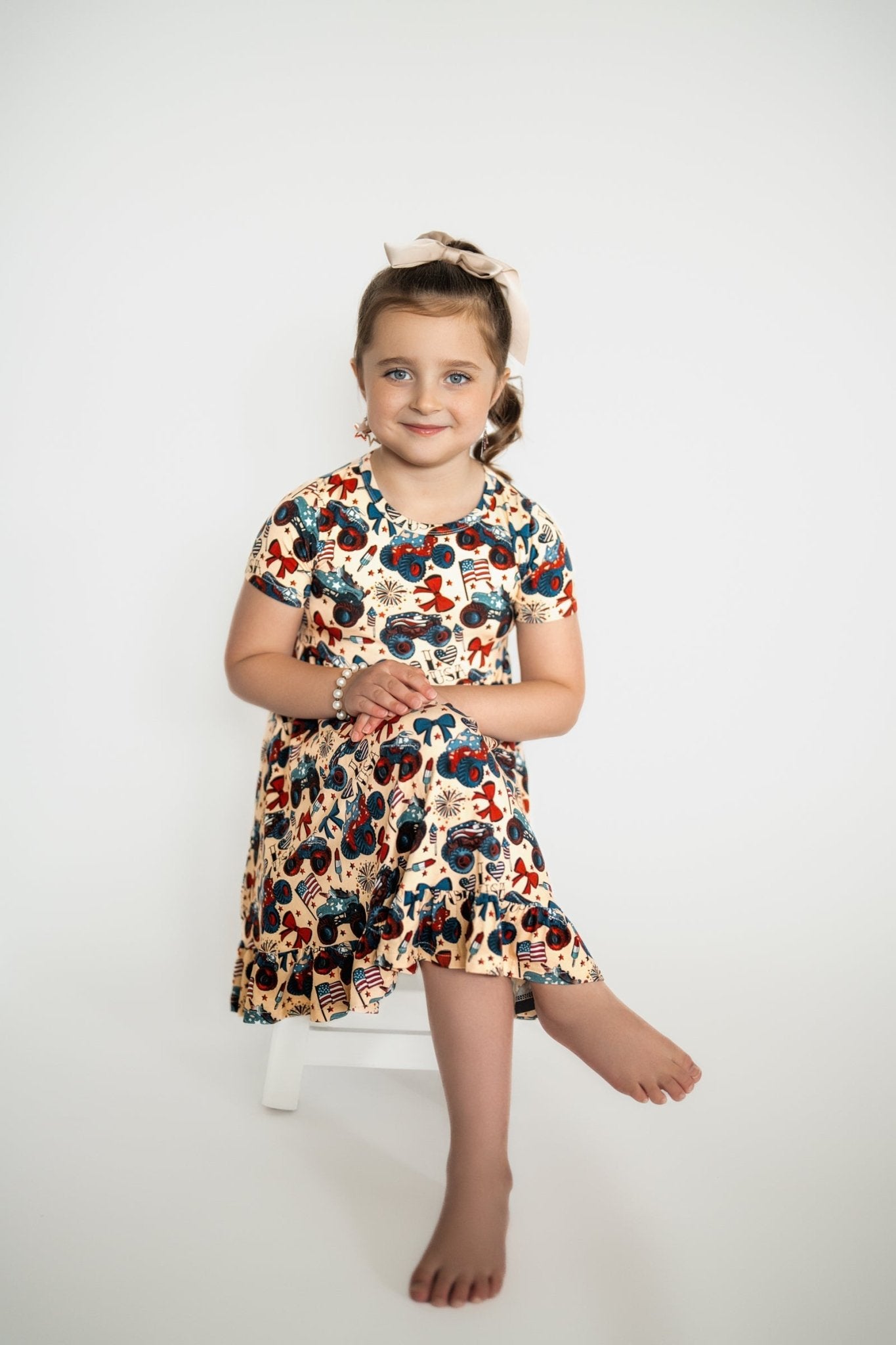 Red, White and Cute Short Sleeve Ruffle Dress - Ever Colter Co