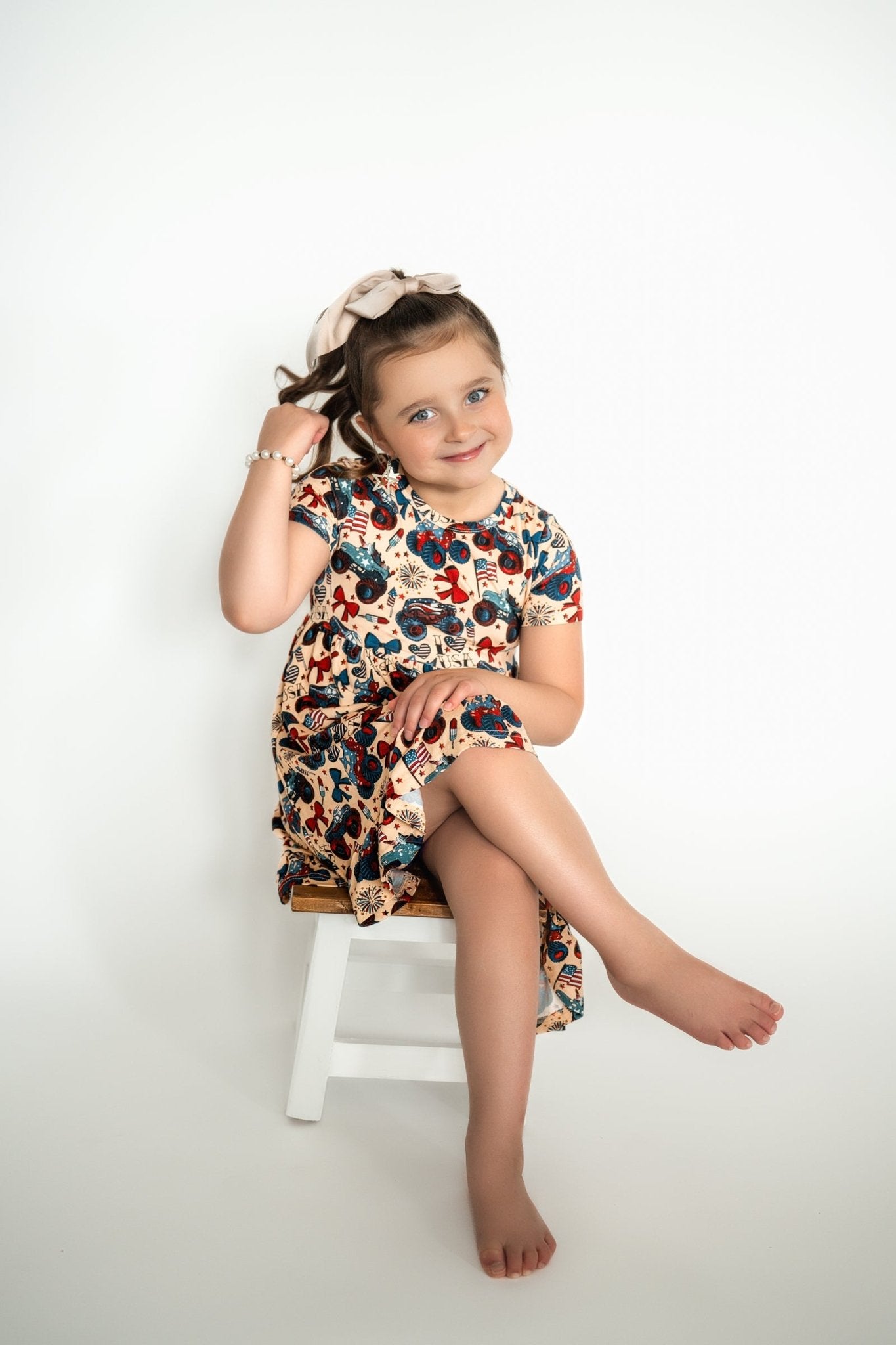 Red, White and Cute Short Sleeve Ruffle Dress - Ever Colter Co