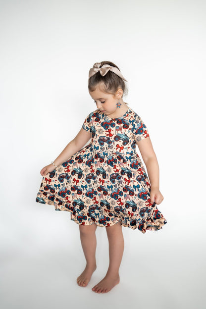 Red, White and Cute Short Sleeve Ruffle Dress - Ever Colter Co