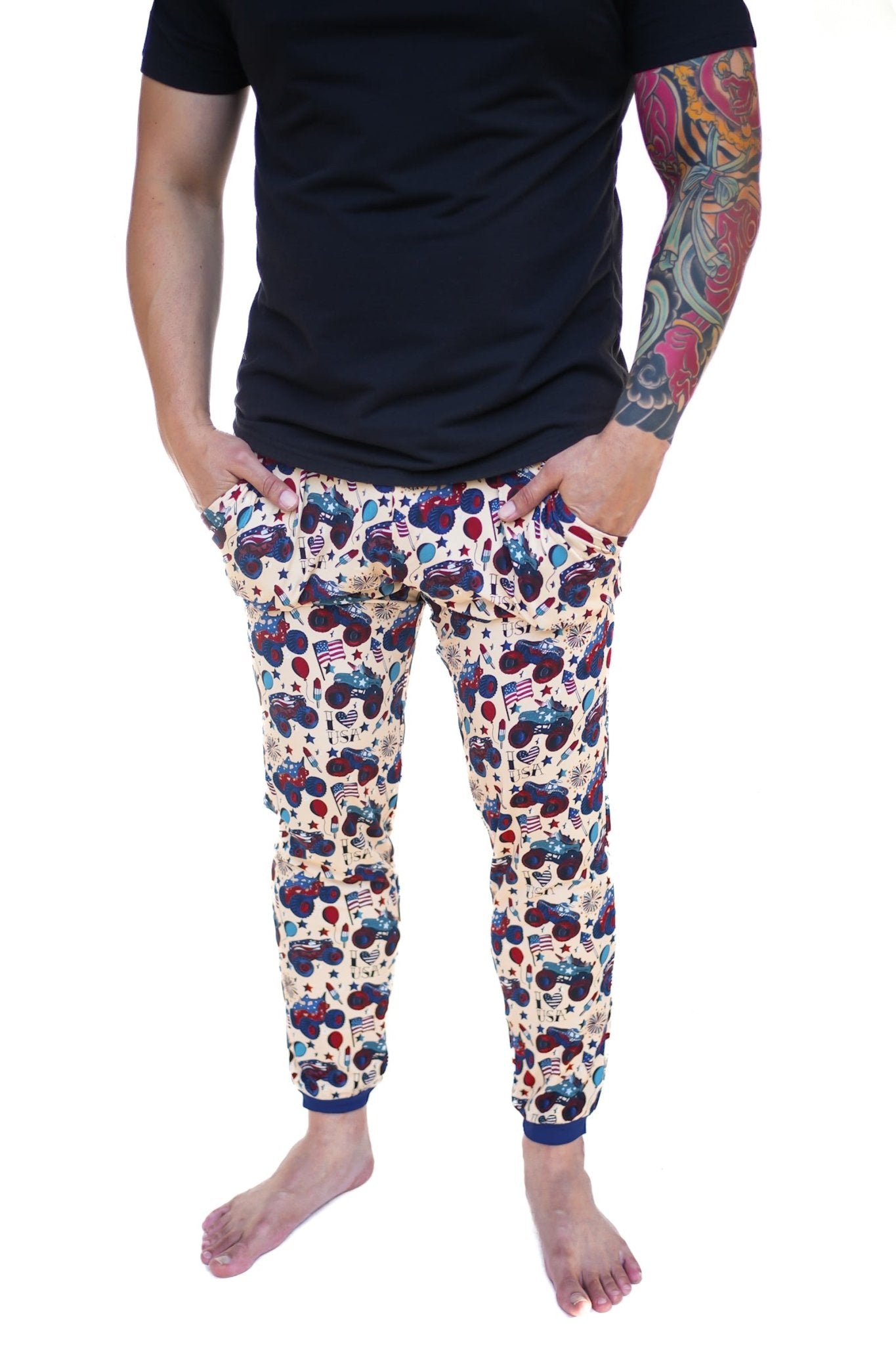 Red, White and Vroom Adult Men’s Jogger Pajama Pants - Ever Colter Co