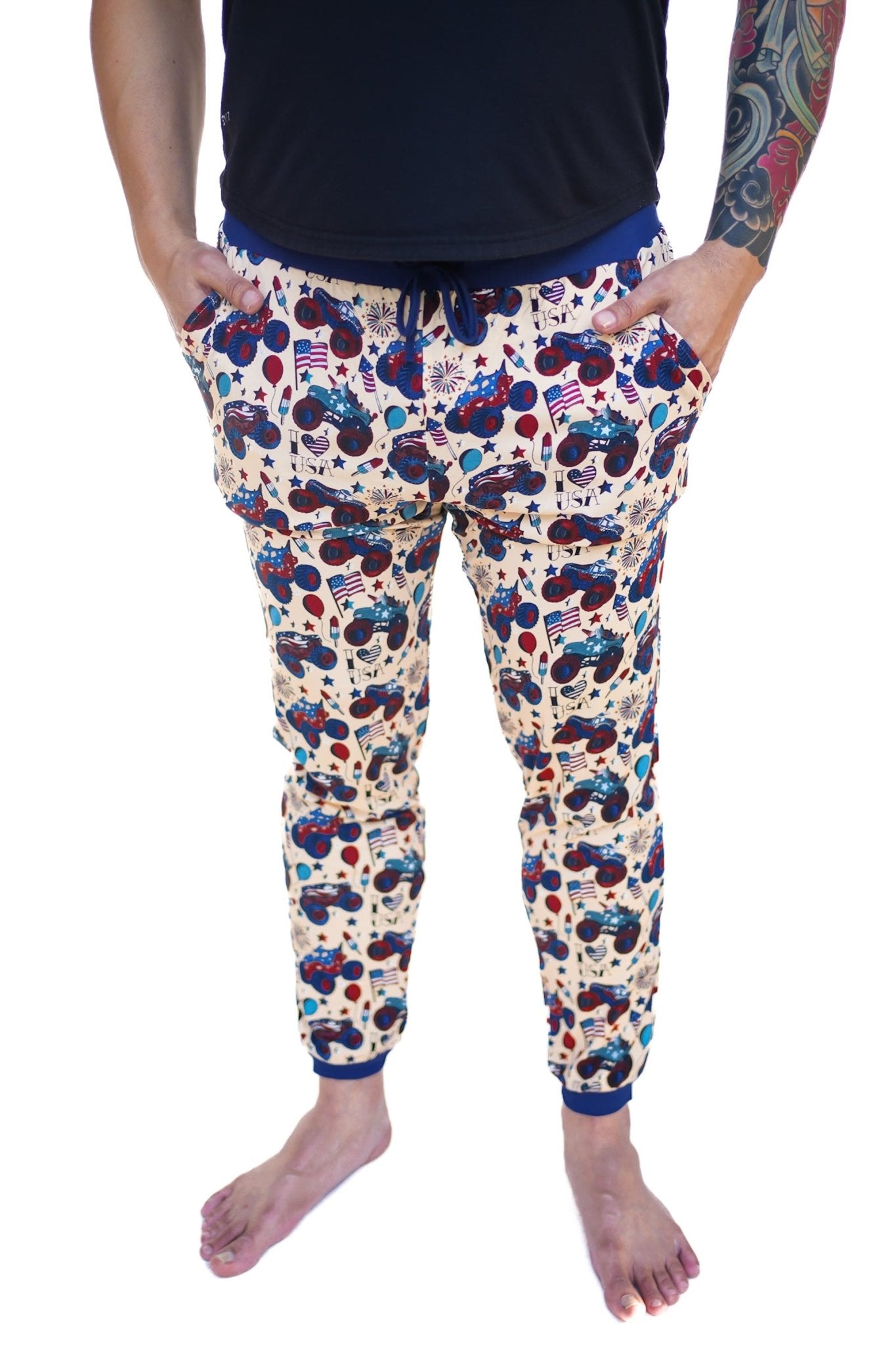 Red, White and Vroom Adult Men’s Jogger Pajama Pants - Ever Colter Co