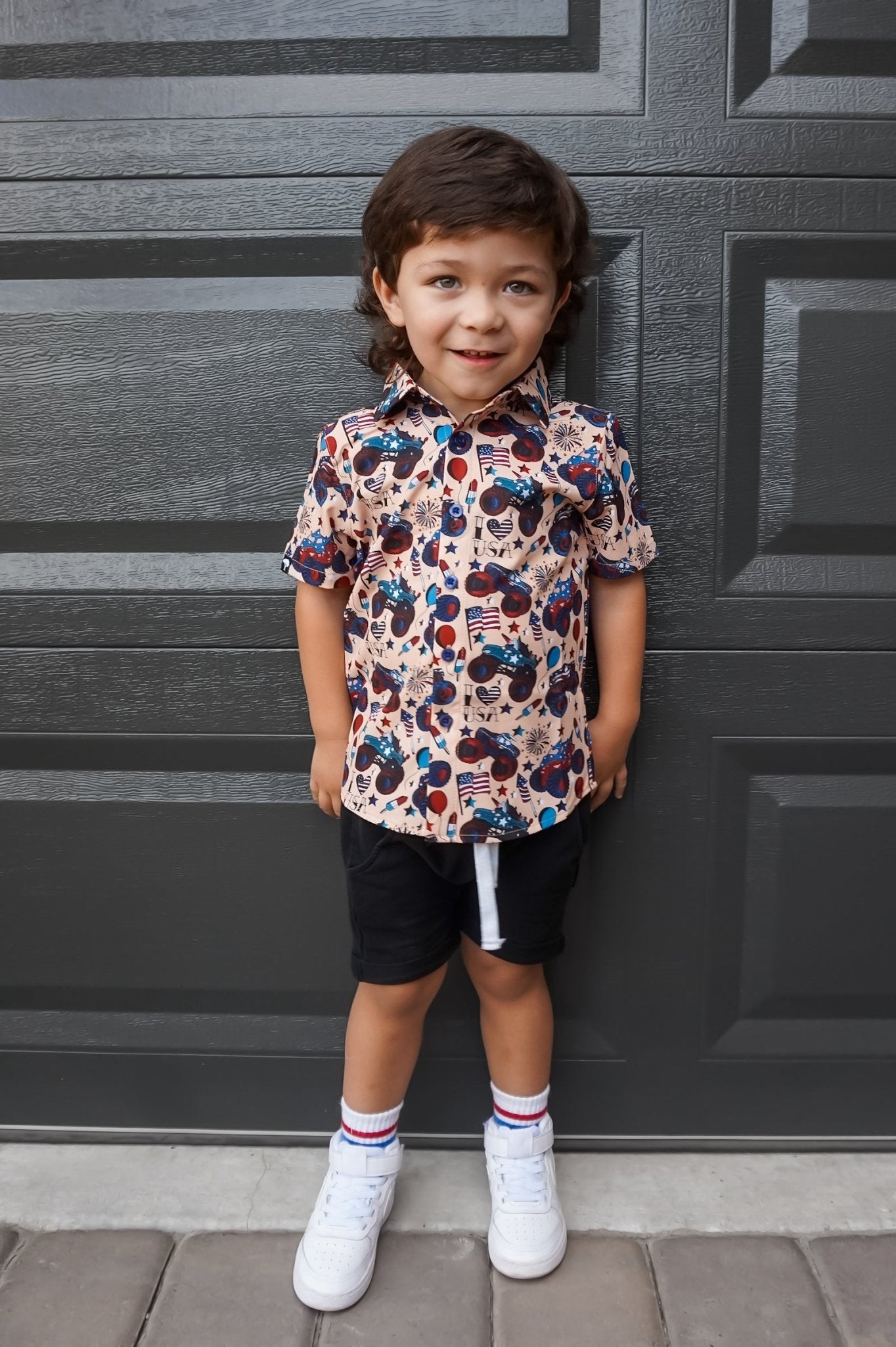 Red, White and Vroom Button Up Shirt - Ever Colter Co