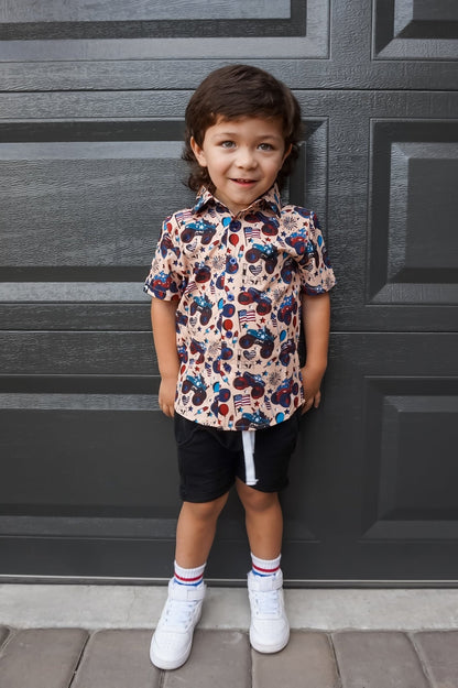 Red, White and Vroom Button Up Shirt - Ever Colter Co