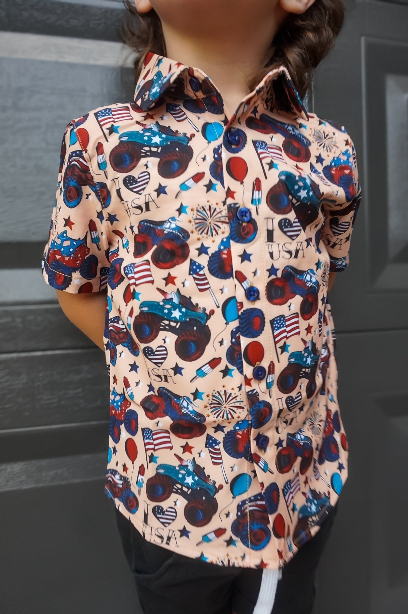 Red, White and Vroom Button Up Shirt - Ever Colter Co