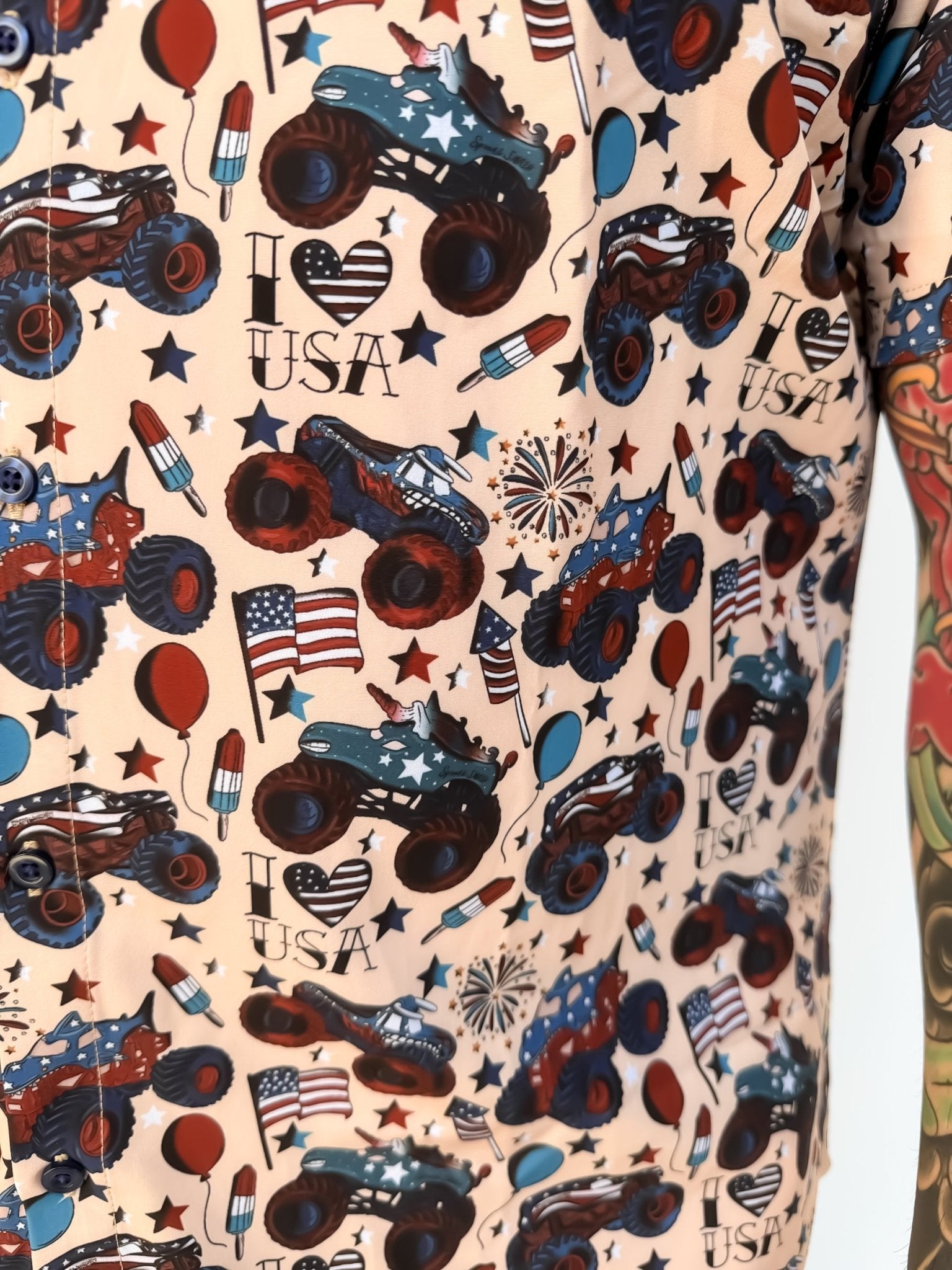 Red, White and Vroom Button Up Shirt - Ever Colter Co