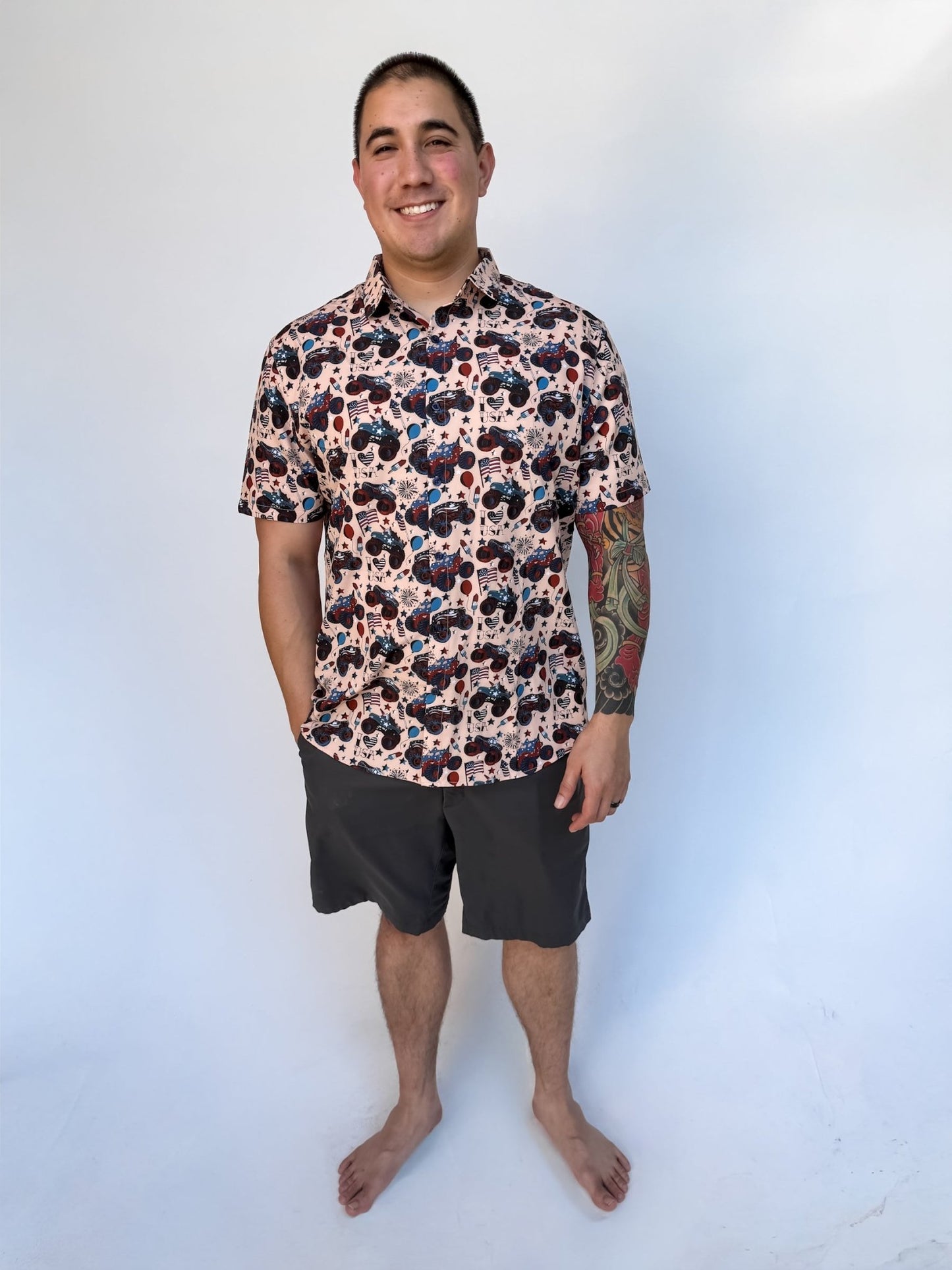 Red, White and Vroom Button Up Shirt - Ever Colter Co