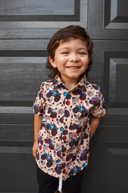 Red, White and Vroom Button Up Shirt - Ever Colter Co