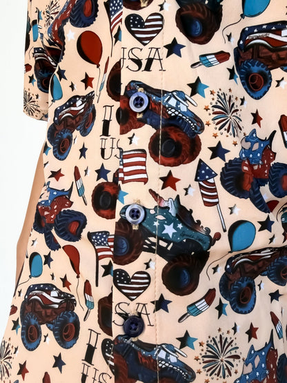 Red, White and Vroom Button Up Shirt - Ever Colter Co