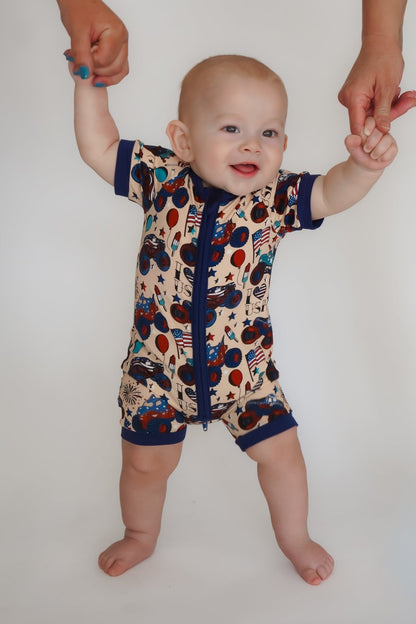 Red, White and Vroom Shortie Romper - Ever Colter Co