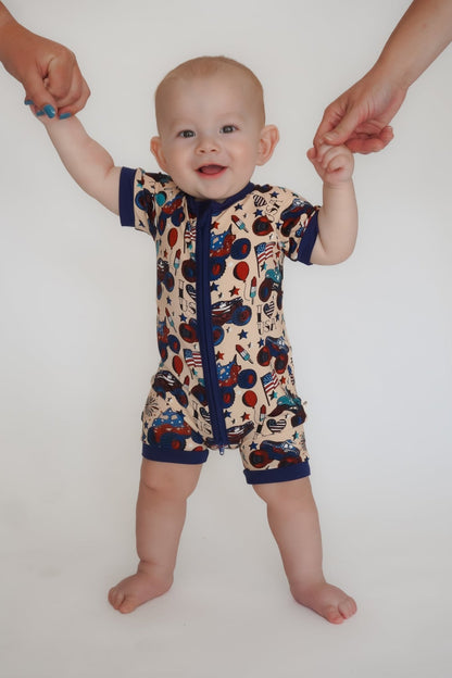 Red, White and Vroom Shortie Romper - Ever Colter Co